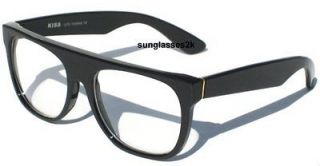 FLAT TOP CLEAR LENS RETRO Hipster GLASSES BLACK FRAME Specs New Model