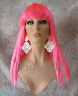 Wigs Hot Pink Nicki Minaj style straight with bangs wig