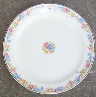   Taylor China Small Plate with Pink Flowers and Blue Floral Garland