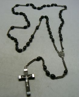 VINTAGE ALL WOOD BEAD CATHOLIC ROSARY CRAFTED IN FRANCE