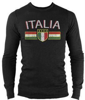   Mens Thermal T Shirt Italy Italian Country Flag World Cup Soccer