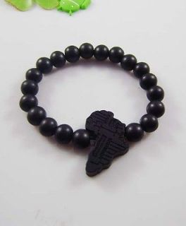 Black natural wooden Beads rosary bracelet hiphop Africa Map 1PCS 
