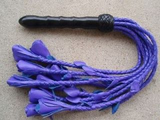   PURPLE ROSE Flogger CAT OF 9 TAILS NEW with BLACK WOODEN HANDLE