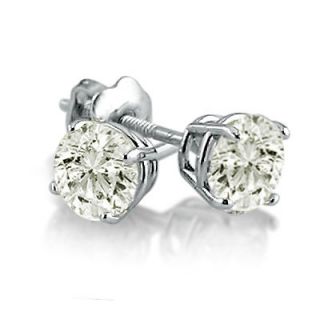   14K White Gold Stud Earrings Screw Backs 2.20 Carat G VS Diamonds