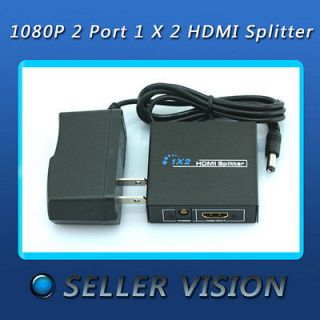   Port 1 x 2 HDMI 1080P Splitter Switcher for HDTV DVD PS3  US Plug