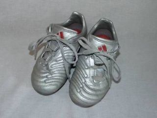 Girls size 11 1/2 Adidas silver pink sports cleat TRX Firm Ground 