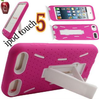 iPod Touch 5 5TH Gen Hybrid WHITE&WHITE IMPACT HARD SOFT CASE Cover 