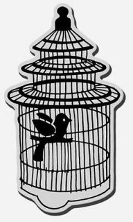 CRM256 TIERED BIRDCAGE cling rubber Stampendous Stamp bird bamboo 