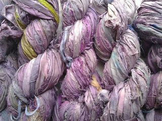 20 skeins crafts Silk Ribbon Yarn Lavender Recycled