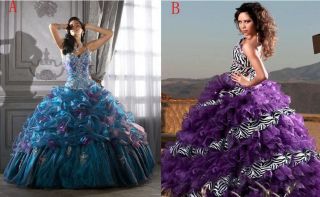 Zebra Quinceanera Dress Wedding Dresses Ball Gown Prom Party Gowns US4 