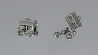 Sterling Silver 3 D Movable Gypsy Wagon Design, New
