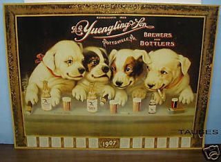 YUENGLING BEER PUPPY DOGS AT BAR POSTER (NEW) A