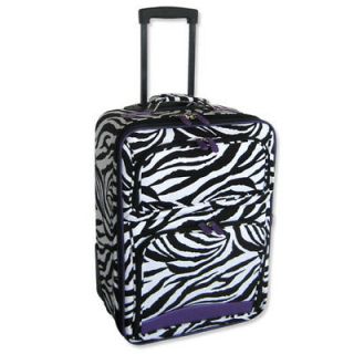 Zebra Luggage   Small Rolling Suitcase   Purple Trim