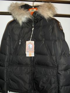 Ladies Parajumpers New Alaska Down Fill Real Fur Hood In Black LARGE 