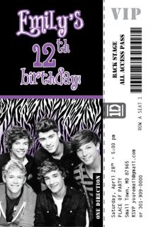   Zebra Print Invitation TICKET Rock Pop Star Band Birthday Party