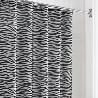   ZEBRA Shower Curtain Fabric Silver Black Animal Print Curtain Zebra