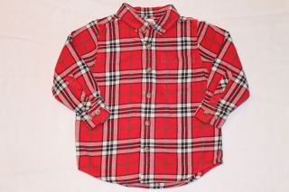 HANNA ANDERSSON Red Black Green Plaid Flannel Shirt 100 4 4T