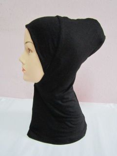 NEW BLACK COTTON UNDER SCARF SHAWL HAT BONNET HIJAB CHEMO CAP WITH 