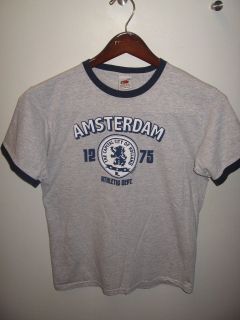 Amsterdam Holland Nik Nak Heather Gray Navy Blue Ringer T Shirt 