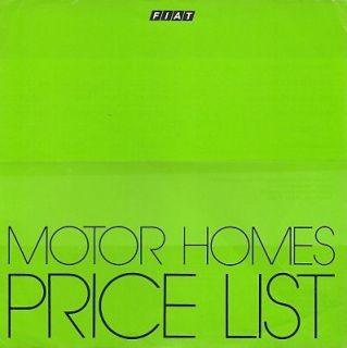 Fiat Amigo & Caravelle Motor Homes 1981 UK Market Price List Brochure