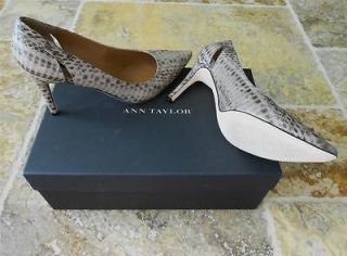 ANN TAYLOR 6.5 NWT $198 Taupe Black Snake Leather High Heel Pump Shoes 