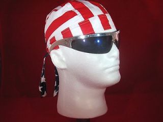AMERICANA Wavy American Flag, Biker Skull Cap, Du Rag, Bandanna, Head 