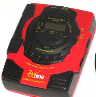 Red Memorex M2B2001 Cassette PLAYER + Dgital AM/FM Radio