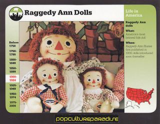 RAGGEDY ANN AND ANDY DOLLS Grolier History PICTURE CARD
