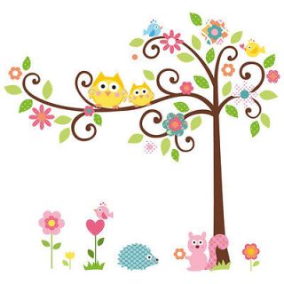 Owl Tree Animal Wall Sticker Decal Removable Kids Children Nursery 