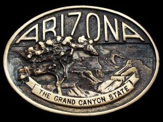 VINTAGE 1980 ARIZONA THE GRAND CANYON STATE SOLID BRASS BELT BUCKLE