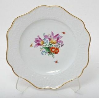ANTIQUE MEISSEN PAINTED, GILT, AND EMBOSSED FLORAL PLATE   #13