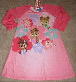 ALVIN and The CHIPMUNKS Nightgown Gown 3/4 Sleeves Dorm Shirt Pajamas 