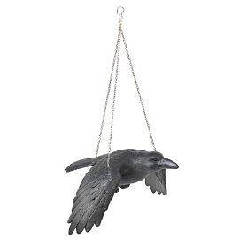 Poes Raven Captured in Flight Hanging Statue Figure
