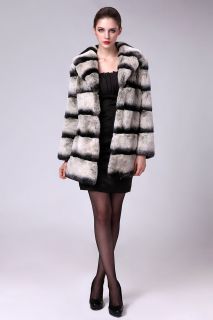 0267 Dye long chinchilla rex rabbit fur coat jackets clothing outwear 