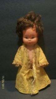 VINTAGE 1950 60S HONG KONG 12 RUBBER DOLL #15 WITH ROBE LOOSE USED