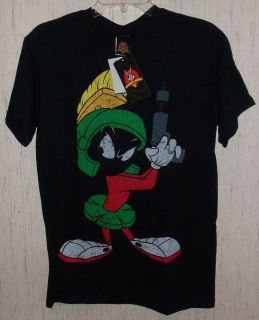 NWT MENS LOONEY TUNES MARVIN THE MARTIAN BLACK NOVELTY T SHIRT SIZE S