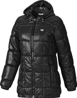 Adidas Originals AC Ladies long padded Jacket Sz 8/10 Black (EU 34/36 