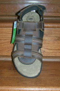 MENS CROFT & BARROW LEATHER PADDED BROWN FISHERMAN SANDALS SIZE 11 12 
