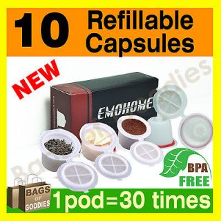 10 Refillable Disposable Empty Coffee Capsules Compatible with 