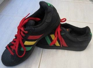 Adidas Superstar Shelltop Low Hemp Sneakers Men Sz 8 Black W/Red 