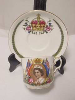 Aynsley Bone China Queen Elizabeth Coronation Tea Cup & Saucer