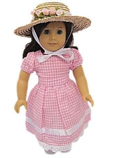   DOLL CLOTHES FOR AMERICAN GIRL DOLLS ADDY MOLLY COTTON DRESS & HAT ASO