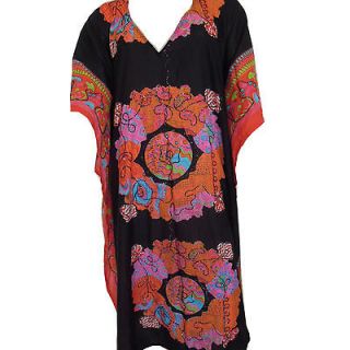 Floral Cotton Long kaftan Beach Resort Cover Up Sequin Caftan Dress 