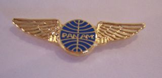 PAN AM AIRLINES GOLD TONE METAL WINGED MINI PIN