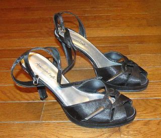 AEO American Eagle Black Strap 4  High Heel Shoes Womens Size 8 Dress 
