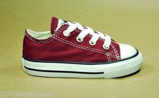 CONVERSE ALL STAR LOW INFANT SIZE MAROON WHITE FASHION STYLE BOY SHOES 