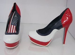 SHIEKHs 4th of July American Flag 5 heel round toe usa woman .Size 