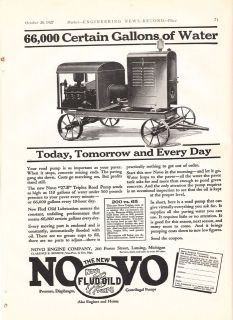 1927 Novo Engine Co Lansing MI Ad Nove 27 E Triplex Road Pump