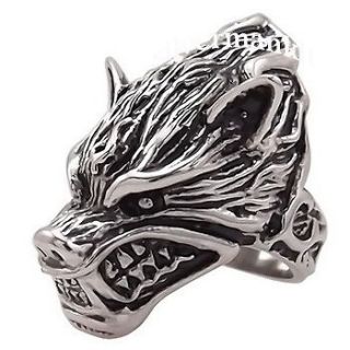 Mens Werewolf Wolf Vampire Biker Stainless Steel Ring US Size 9 15