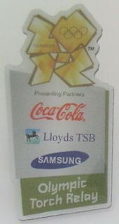 2012 London Olympic Coca Cola Lloyds TSB Samsung Torch Relay Pin